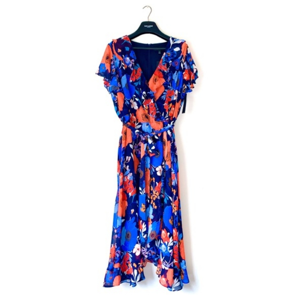 NWT Lane Bryant Midi Wrap Dress with ruffles
